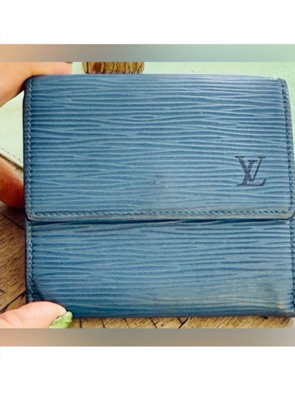 Authentic Louis Vuitton Textured Blue Wallet - Picture 8 of 8